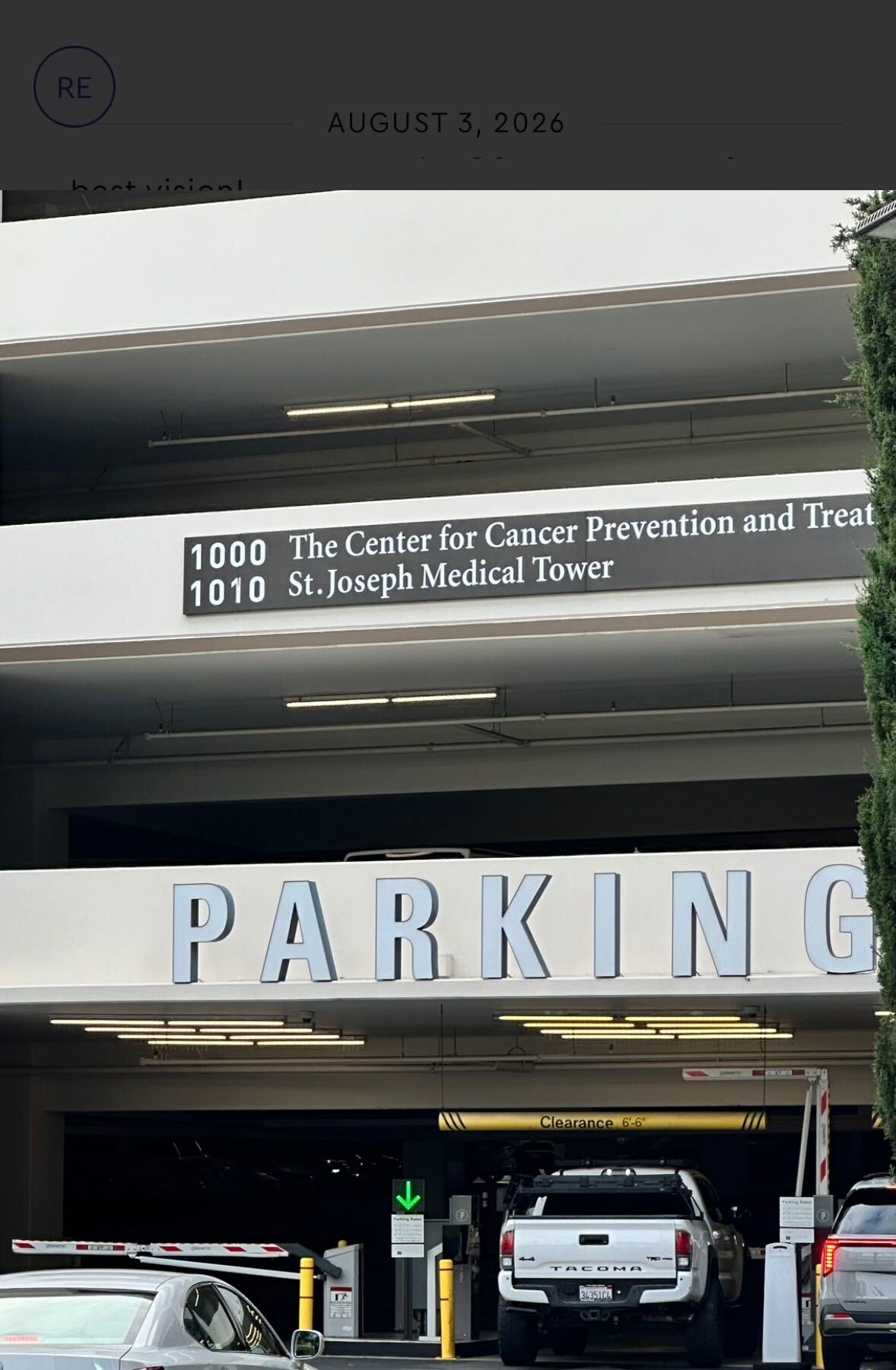 Center for Cancer Prevention and Treatment entrance at St. Joseph Hospital